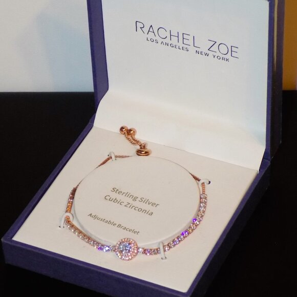 New Rachel Zoe LA NY Gold Over Sterling Silver & Cubic Zirconia CZ Bracelet - Picture 4 of 5